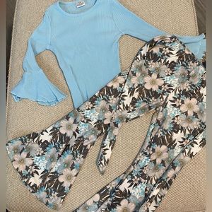 Girls Boutique Blue Bell Bottom Outfit Size XL (5-6)